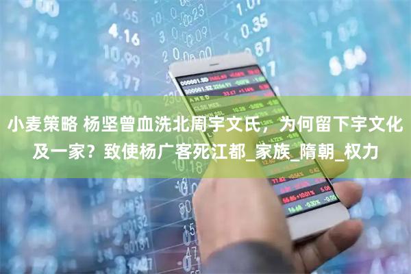 小麦策略 杨坚曾血洗北周宇文氏，为何留下宇文化及一家？致使杨广客死江都_家族_隋朝_权力